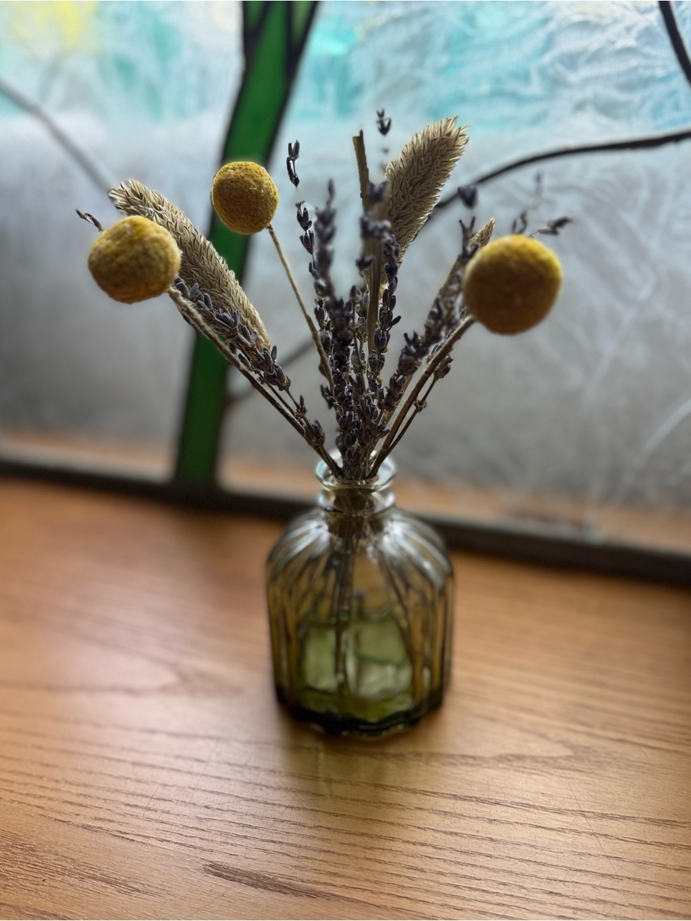 Dried Floral Vase Arrangement with Yellow Billy Balls